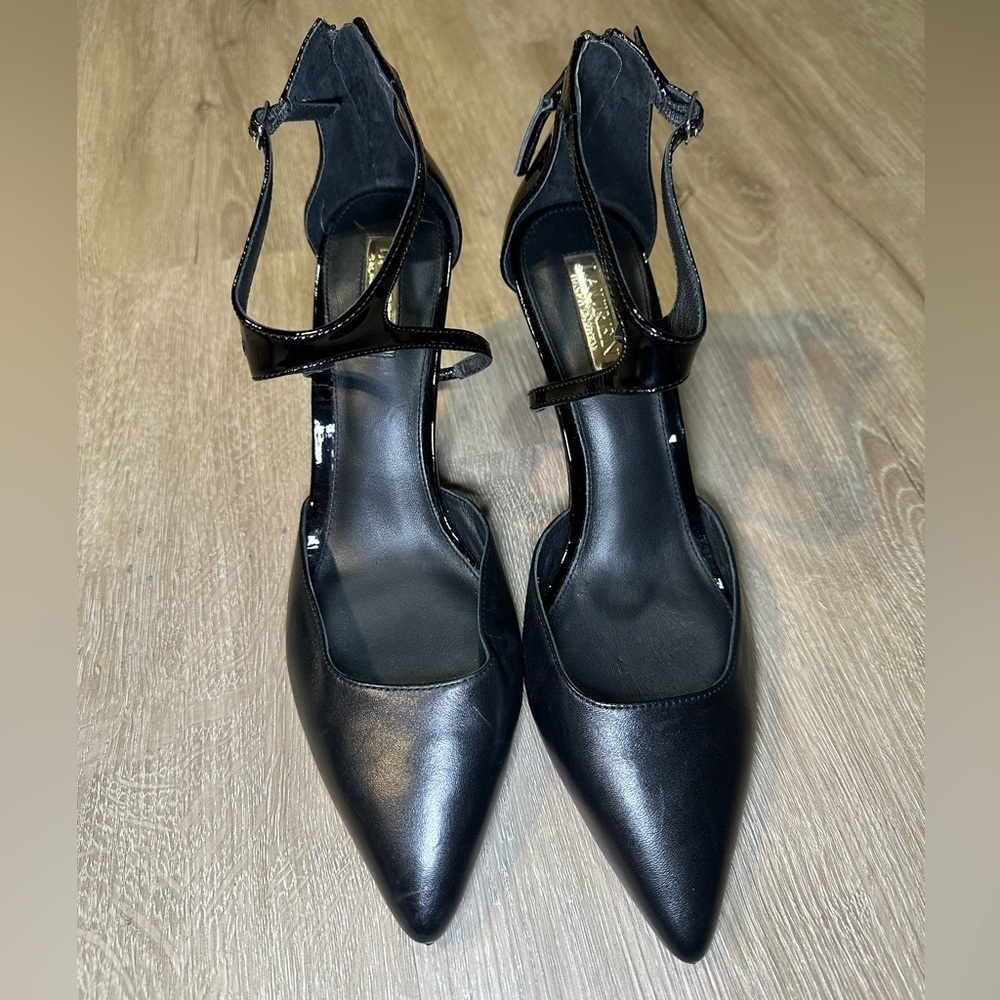 Lauren Ralph Lauren Collection Black Leather Pointed Toe Heels Size 11